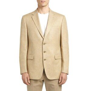 Cezar del Prado Jacket Mens 44R Golden Silk Herringbone Gentleman Dandy Derby